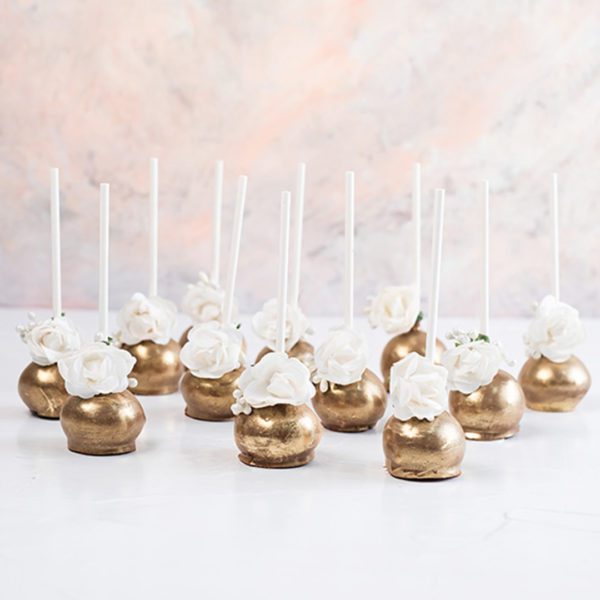 Tasty White Cake Pops Covered with Golden Glitter Stock Photo - Image of  floral, cake: 129338558